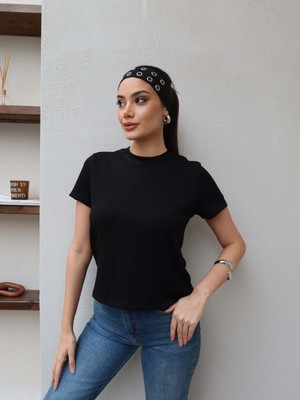 Esra Helvacı Bisiklet Yaka Düz Tshirt