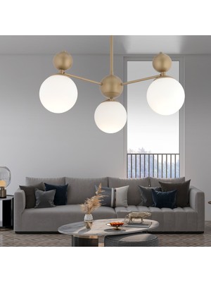 Normadia Modern Kuvars 3'lü Eskitme Beyaz Camlı Koridor ve Yatak Odası Avizesi