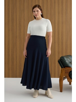 Aker Lacivert Beli Lastikli Etek