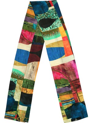 Feu De Elu Foulard Colore Desenli Saten Fular