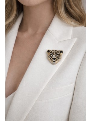 Modex Altın Sarısı Kaplan Kafası Broş (3*3cm)