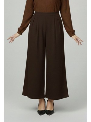 Foremia Cırt Bantlı Scuba Krep Pantolon-Kahve