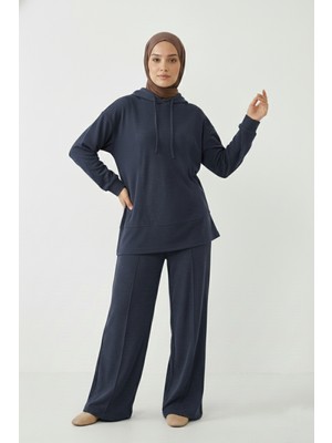 Foremia Kapşonlu Ön Parçalı Pantolonlu Takım-Lacivert