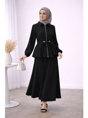 Foremia Eteği Balon Fermuar Detay Takım-Siyah