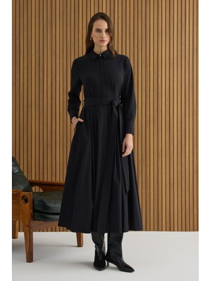 Aker Siyah Koton Elbise