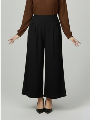 Foremia Cırt Bantlı Scuba Krep Pantolon-Siyah