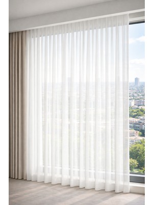 Fluiana  Sık Pile Lüks Krep Tül|tüm Dekor Perdeleriyle Uyumlu Kombin Sık Pile Ağır Gramaj Tül Perde