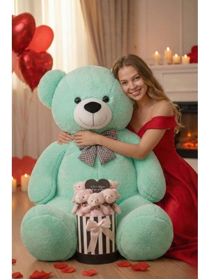 Sole Sevgililer Günü’ne Özel: 90 cm Peluş Ayı & Aynalı Mesajlı Pembe Silindir Ayıcık Buketi | Romantik Sevgiliye Hediye Buket