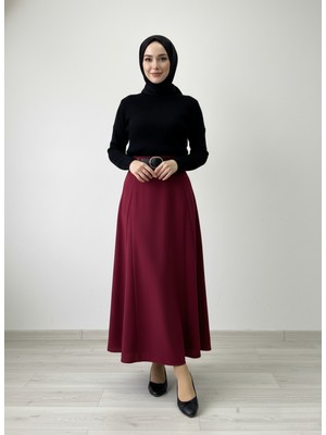 Foremia Kelebek Detaylı Etek-Bordo