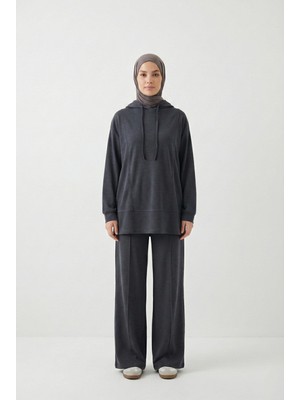 Foremia Kapşonlu Ön Parçalı Pantolonlu Takım-Siyah