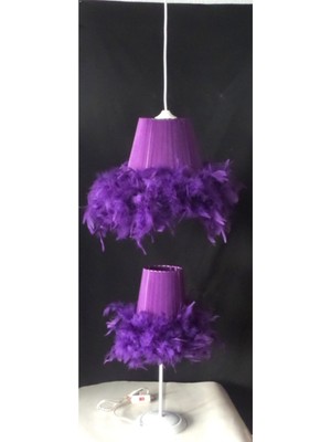 Normadia Mor Tüylü Avize Abajur Seti, Genç ve Çocuk Odası Için Şık Tasarım