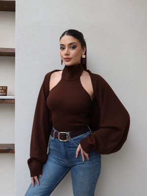 Esra Helvacı Bolero Detaylı Triko Takım