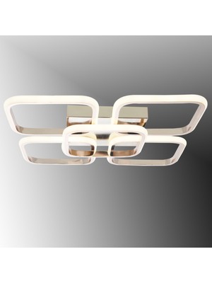 Normadia Modern 5’li LED Avize, 3 Renk Işık Modülü, Fransız Sarı Kaplama