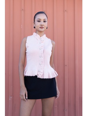 Nisan Triko Fırfırlı Triko Yelek