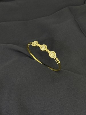 14K Gold Renk Kaplama cm Zirkon Halka Kelepçe Bileklik