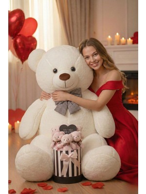 Sole Sevgililer Günü’ne Özel: 90 cm Peluş Ayı & Aynalı Mesajlı Pembe Silindir Ayıcık Buketi | Romantik Sevgiliye Hediye Buket