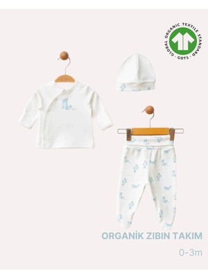 Reva Baby Baskılı Organik Eldivenli& Patikli Zıbın Takımı