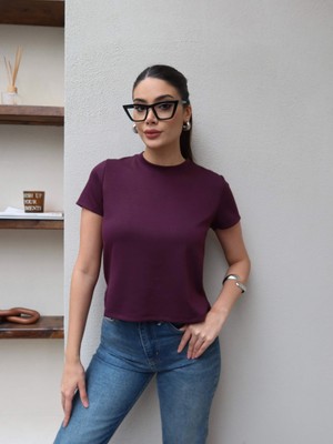 Esra Helvacı Bisiklet Yaka Düz Tshirt