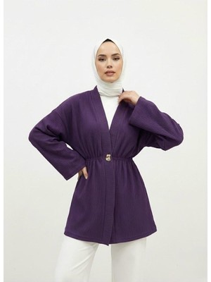 Foremia Düğme Detay Hırka-Mor