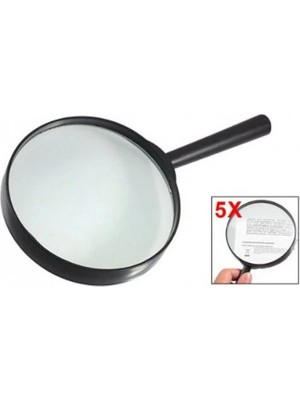 Pazarcan Plastik Siyah Yuvarlak Kolu 100MM Dia Büyüteç 5x Büyüteç