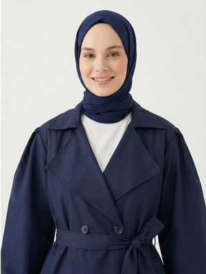 Foremia Düğmeli Kruveze Uzun Trenç-Lacivert