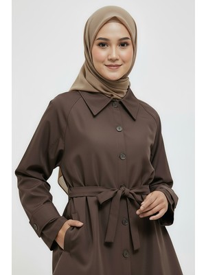 Foremia Kol Apolet Detay Kısa Trençkot-Kahve