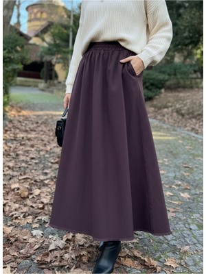 Foremia Cepli Bel Lastikli Etek-Bordo