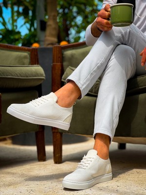 Femina Trendy KB-101 Kuback Beyaz Triko Bağcıklı Günlük Erkek Ayakkabı