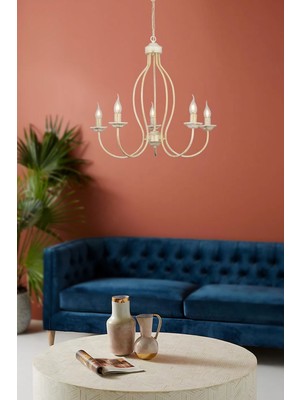 Normadia Modern Beyaz 5 Li LED Asma Avize, Şık ve Sağlam Tasarım