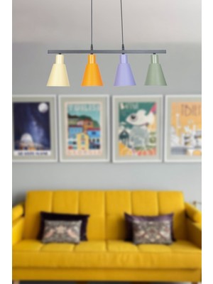 Normadia Modern Metal Sarkıt Avize, 4'lü Krem Renkli, Salon ve Mutfak Için Şık Tasarım