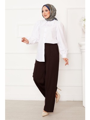 MDS Önü Çimalı Cep Detaylı Pantolon Kahve