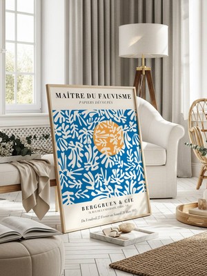 Fuart.Co Berggruen Mavi Bahçe Art Bohem Dijital Baskı Poster (Çerçevesiz)