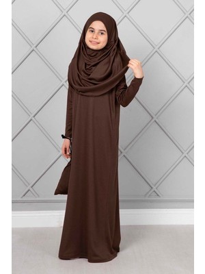 Md Tesettür Çocuk Namaz Elbisesi Kahve