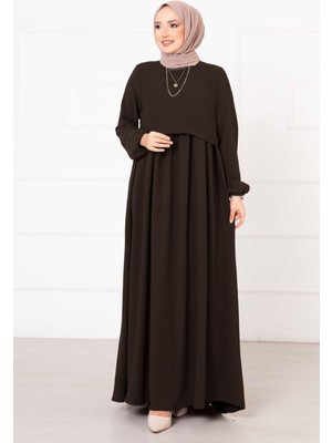 Pol Bolero Görünümlü Elbise Acı Kahve