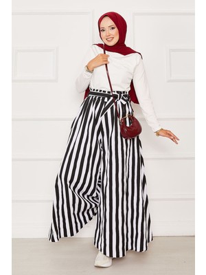 Cvn Desenli Beli Kuşak Detaylı Etek Pantolon -15