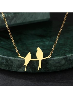 925 Ayar Gümüş Çifte Kumrular Kuşlar Kolye