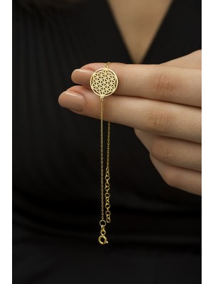 Kadın 925 Ayar Gümüş Yaşam Çiçeği Bileklik