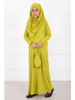 Md Tesettür Çocuk Namaz Elbisesi Yağ Yeşil