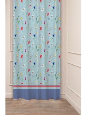 Greendecor Özel Tasarım Çiçek Yaprak Antik Çizgi Etnik Desenli Dijital Baskılı (Tek Kanat) Modern Şık Fon Perde