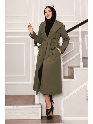 Md Kolu Kemer Detaylı Su Geçirmez Trenç Haki