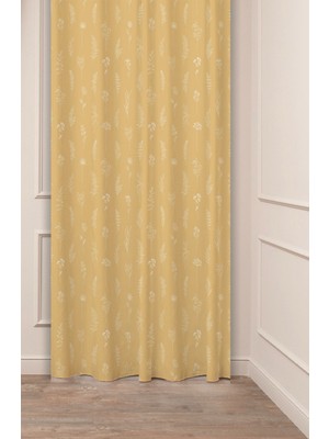 Greendecor Çiçekler Yaprak Kare Geometrik Çizgiler Desenli Özel Tasarım Dijital Baskılı (Tek Kanat) Fon Perde