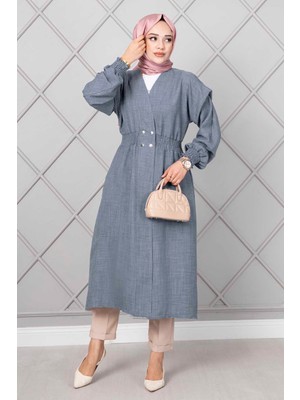 Md Beli Lastikli Uzun Tesettür Kap Gri