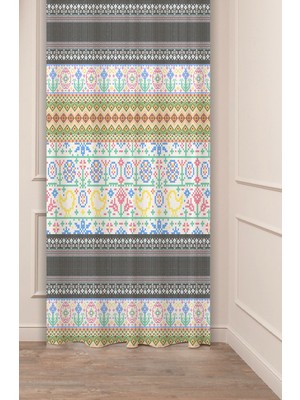 Greendecor Otantik, Anadolu, Etnik Desenli Özel Tasarım Dijital Baskılı (Tek Kanat) Modern Şık Fon Perde