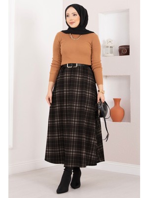 MDS Kare Desenli Scuba Etek Siyah - Taş