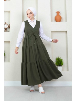 Md Fırfırlı Scuba Tesettür Jile Haki