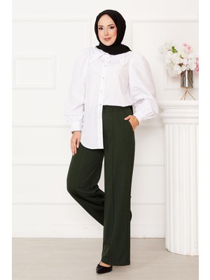 MDS Önü Çimalı Cep Detaylı Pantolon Haki