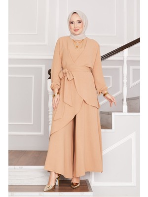 HL Salaş Kalıp Aerobin Tesettür  İkili Takım Camel