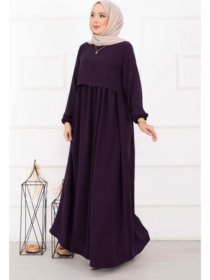 Pol Bolero Görünümlü Elbise Mürdüm