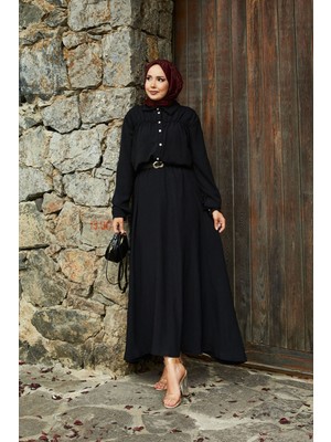 ZMR Büzgü Detaylı Etekli Takım Siyah