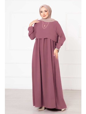 Pol Bolero Görünümlü Elbise Koyu Pudra